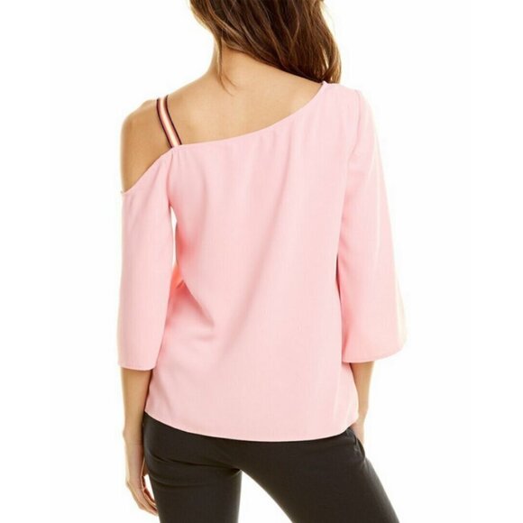 💕TRINA TURK💕 Superior Top ~ Asymmetrical One Shoulder Crepe Pink Small S NWT - Picture 3 of 10